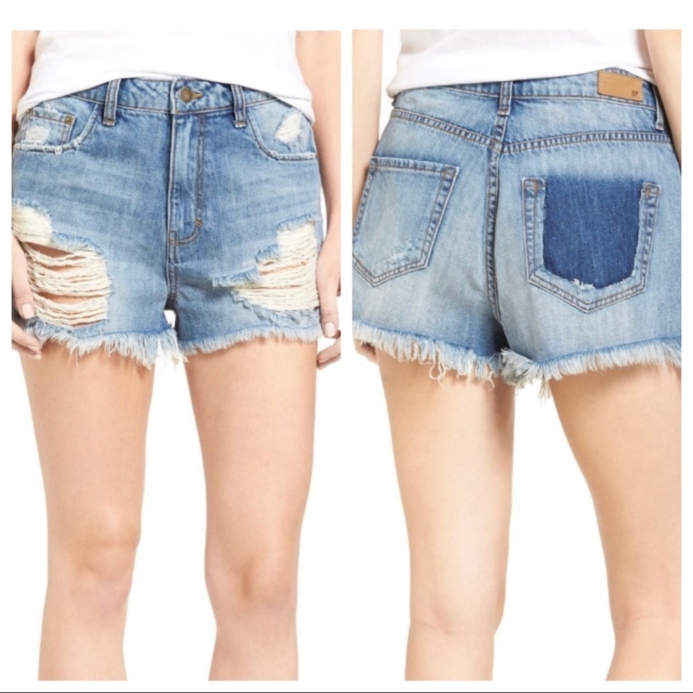 SUN & SHADOW Ripped High Rise Shorts